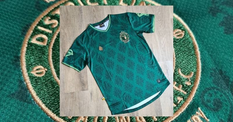 district line afc 2023-24 home shirt in green and gold